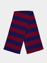 Lucca Cabernet and Blue Stripes Knitted Scarf