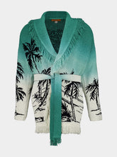 Alanui Green Wave Bloom Jacquard Cardigan
