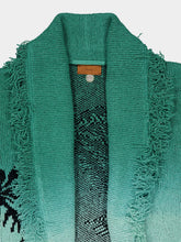 Alanui Green Wave Bloom Jacquard Cardigan