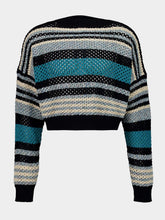 Alanui Black and Teal Ocean Stripes Sweater