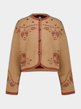 Alanui Camel Bandana Jacquard Wool Cardigan