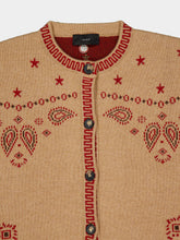 Alanui Camel Bandana Jacquard Wool Cardigan