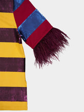 Paula Lyra Sequin Embroidered Striped T-Shirt With Feathers