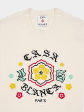 Casablanca White Emblem Merino Knit Crew Neck Jumper