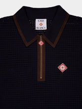 Casablanca Navy Waffle-Stitch Wool Polo Shirt
