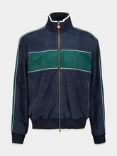 Casablanca Navy Blue and Green Suede Track Jacket
