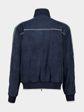 Casablanca Navy Blue and Green Suede Track Jacket