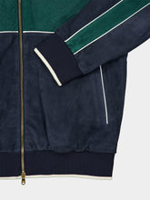 Casablanca Navy Blue and Green Suede Track Jacket