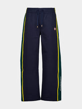 Casablanca Navy Blue and Green Panelled Cotton Joggers