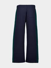 Casablanca Navy Blue and Green Panelled Cotton Joggers