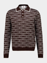 Casablanca Dark Brown Knit Logo Long Sleeve Polo Shirt