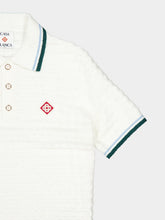 Casablanca White Bouclé Short Sleeve Polo Shirt
