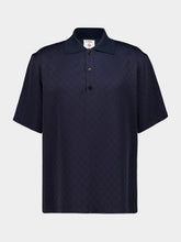 Casablanca Dark Navy Viscose Knit Polo Shirt