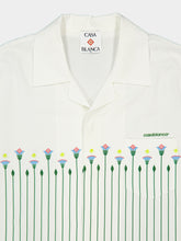 Casablanca Green Linen Floral Stripe Sporty Shirt