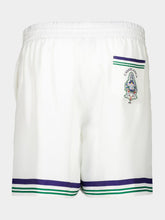 Casablanca White Hotel Emblem Silk Shorts