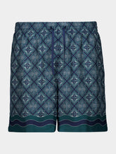 Casablanca Dark Green Radiating Monogram Silk Shorts