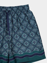 Casablanca Dark Green Radiating Monogram Silk Shorts
