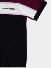 Casablanca Black Merino Wool Stripe Polo Shirt