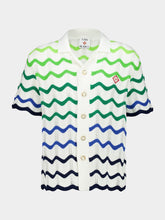 Casablanca Green Wave Short Sleeve Knitted Shirt