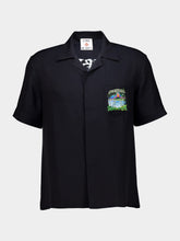 Casablanca Black Volcano Silk Short Sleeve Shirt