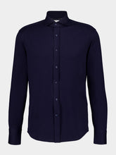 Brunello Cucinelli Navy Blue Cotton Tailored Shirt