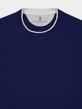 Brunello Cucinelli Deep Blue Faux-Layered Cotton T-Shirt