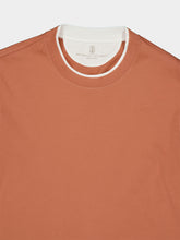 Brunello Cucinelli Apricot Cotton Faux-Layered Crew Neck T-Shirt