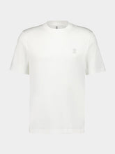 Brunello Cucinelli White Cotton Crew-Neck T-Shirt with Logo