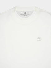 Brunello Cucinelli White Cotton Crew-Neck T-Shirt with Logo