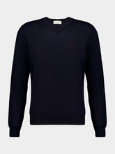 Piacenza 1733 Dark Blue Wool V-Neck Jumper