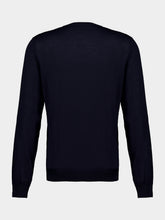 Piacenza 1733 Dark Blue Wool V-Neck Jumper