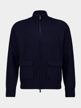 Piacenza 1733 Navy Blue Full-Zip Wool Cardigan