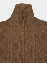 Piacenza 1733 Marron Brown Cable-Knit Wool Cardigan