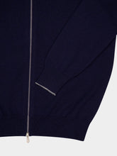 Brunello Cucinelli Navy Blue Cashmere Turtleneck Cardigan