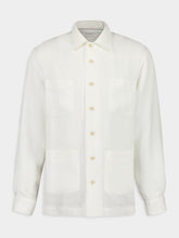 Brunello Cucinelli White Linen Button-Up Shirt with Pockets