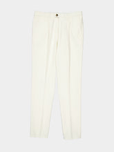 Brunello Cucinelli White Cotton Gabardine Pleated Trousers