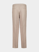 Brunello Cucinelli Beige Cotton Gabardine Drawstring Trousers