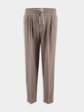 Brunello Cucinelli Beige Corduroy Drawstring Leisure Trousers