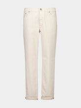 Brunello Cucinelli Cream Garment-Dyed Lightweight Denim Five-Pocket Trousers