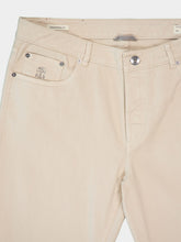 Brunello Cucinelli Cream Garment-Dyed Lightweight Denim Five-Pocket Trousers