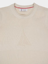 Brunello Cucinelli Cream Knitted Cotton Crewneck Sweater