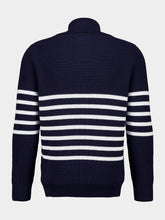 Brunello Cucinelli Navy Blue Knitted Cotton Zip-Neck Sweater
