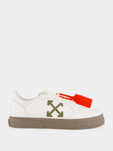 Off-White White and Khaki Vulcanized Low Leather Sneakers