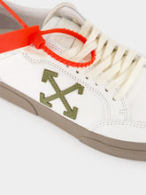 Off-White White and Khaki Vulcanized Low Leather Sneakers