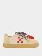 Off-White Beige and Haute Red Vulcanized Low Leather Sneakers