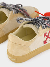 Off-White Beige and Haute Red Vulcanized Low Leather Sneakers