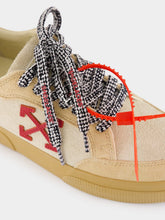 Off-White Beige and Haute Red Vulcanized Low Leather Sneakers