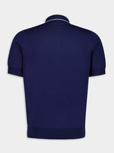 Brunello Cucinelli Deep Blue Short-Sleeve Polo Sweater