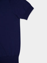 Brunello Cucinelli Deep Blue Short-Sleeve Polo Sweater