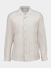 Brunello Cucinelli Rope Cotton and Linen Jacquard Stripe Easy Fit Guayabera